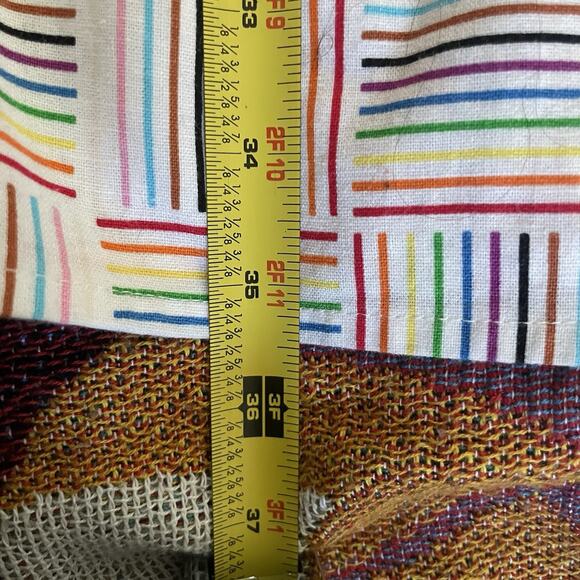 Oversized Linen Cotton Sundress Striped Rainbow Print Button Front Pockets L - Picture 8 of 8